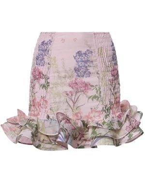 Charo Ruiz Turma Floral-Print Ruffled Mini Skirt - Pink