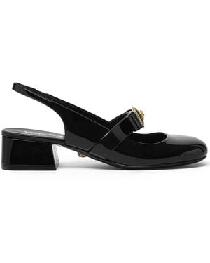 Versace Gianni Ribbon Patent Leather Court Shoes - Black