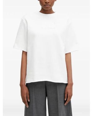 MM6 by Maison Margiela Logo-Patch Raw-Edge T-Shirt - White