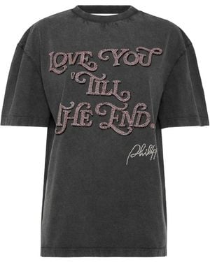 Philipp Plein Sequin-Embellished Open-Back T-Shirt - Black