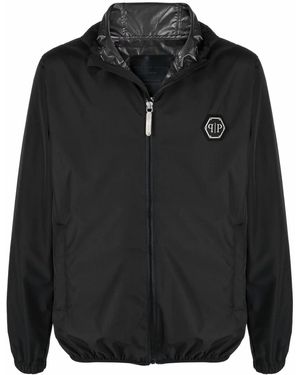 Philipp Plein Giacca A Vento Con Zip - Nero