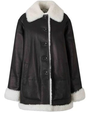 Altuzarra Shearling-Trim Leather Coat - Black