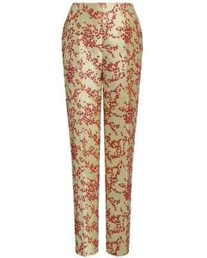 Alberta Ferretti Floral-Pattern Trousers - Natural