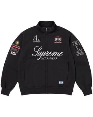 Supreme Felpa Con Logo Ricamato E Zip - Nero