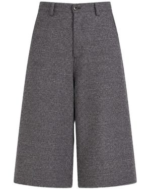 Societe Anonyme Horizontal-Stripe Wool Shorts - Grey