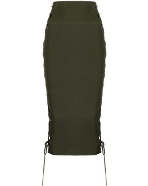 Monse Lace-Up Detailed Knitted Skirt - Green