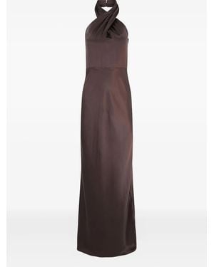 Veronica Beard Halter-Neck Cross-Front Maxi Dress - Purple