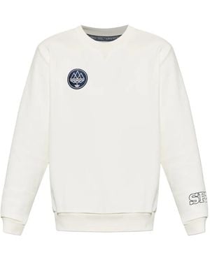 adidas Spzl Logo-Patch Crew-Neck Sweatshirt - White