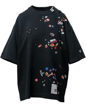 Maison Mihara Yasuhiro Kids Sticker Printed T-Shirt - Black