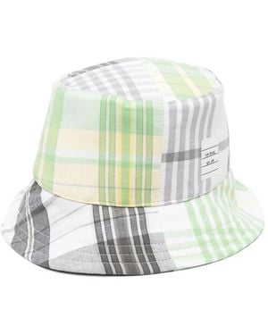 Thom Browne Checked Cotton Bucket Hat - White