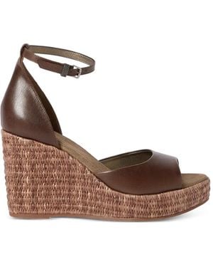 Brunello Cucinelli Suede Espadrille Wedges With Precious Loop - Brown