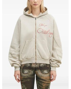 OTTOLINGER Embroidered Zip-Up Hoodie - Natural