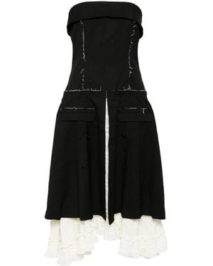 ROKH Lace Detailed Strapless Dress - Black