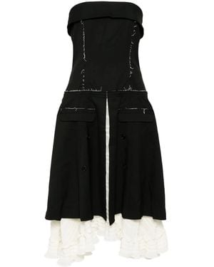 ROKH Schulterfreies Kleid Mit Spitzendetail - Schwarz