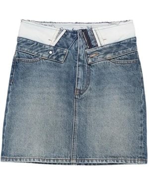 MM6 by Maison Margiela Distressed-Effect Denim Skirt - Blue