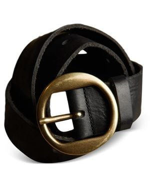 Fortela Buckle Calf Leather Belt - Black