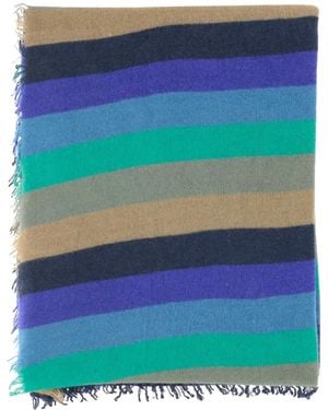 Faliero Sarti Striped Frayed-Edge Scarf - Blue