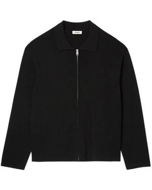 Sandro Zipped Knitted Cardigan - Black