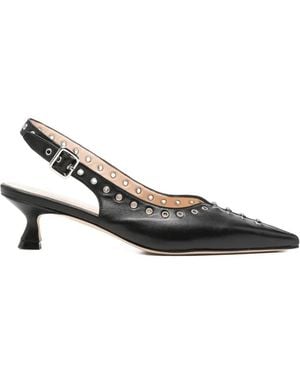 Anna F. Eyelet Pointed Shoes - Black