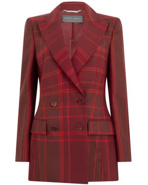 Alberta Ferretti Check-Pattern Double-Breasted Blazer - Red