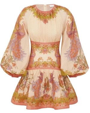 Zimmermann Indra Floral-Print Mini Dress - Natural