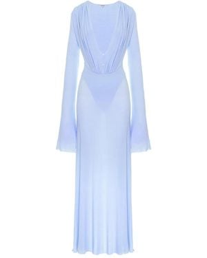 MANURI Suki Long-Sleeve Draped Dress - Blue