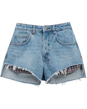 Ksubi Kut Off Frayed Denim Mini Shorts - Blue