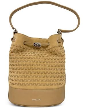 Zanellato Bolso Bombonera Con Diseño Tejido - Neutro