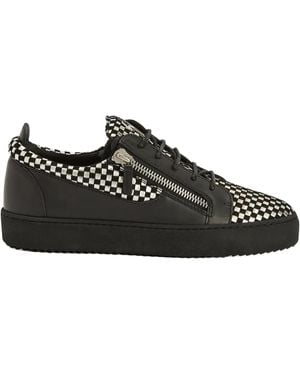 Giuseppe Zanotti Frankie Checked Leather Trainers - Black