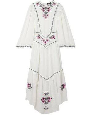 Isabel Marant Vestido Sonia Bordado Con Pliegues - Blanco