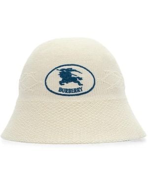 Burberry Knight Stamp Knitted Bucket Hat - White