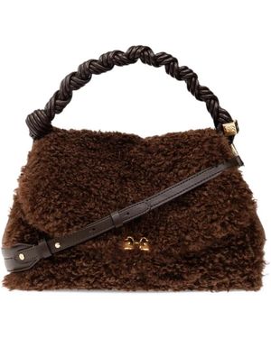 Ganni Faux-Fur Tote Bag - Brown