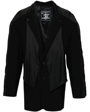 Y. Project Scarf-Detail Single-Breasted Blazer - Black