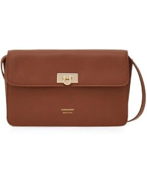 Ferragamo Bolso De Mano Gancini Con Cierre Giratorio - Marrón