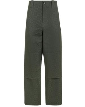 KENZO Gram Jacquard-Logo Straight-Leg Trousers - Green