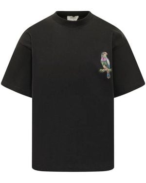 A PAPER KID Bird-Print T-Shirt - Black