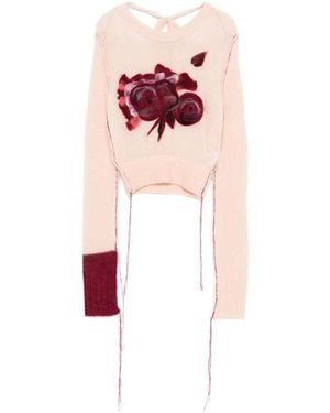 Erdem Floral-Embroidered Sweater - Pink