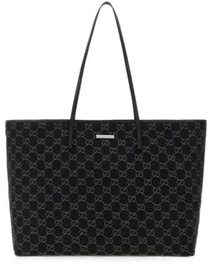 Gucci Grote Gg Tribeca Schoudertas Met Monogram - Zwart