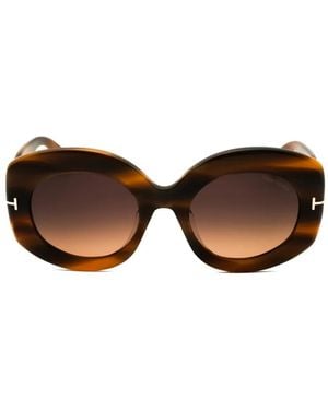 Tom Ford Tortoiseshell-Effect Oversized Sunglasses - Brown