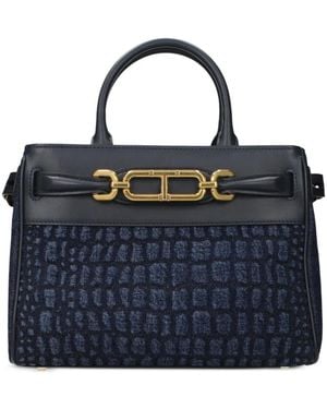 Tom Ford Crocodile-Effect Denim Tote Bag - Blue