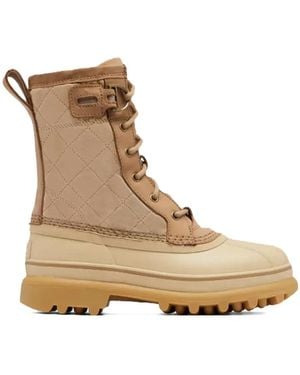 Sorel Caribou Royal Lace-Up Quilted Boots - Natural