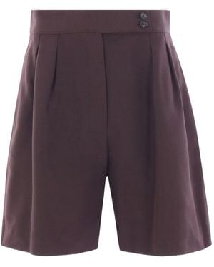 Loro Piana Pleated Silk Shorts - Purple