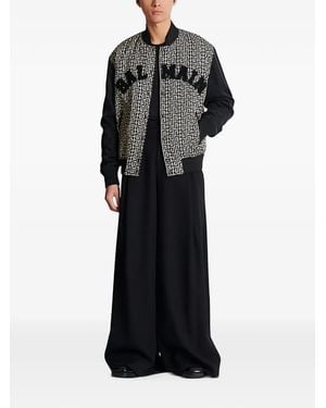 Balmain Geometric-Pattern Bomber Jacket - Black