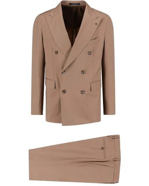 Tagliatore Herringbone Double-Breasted Suit - Natural