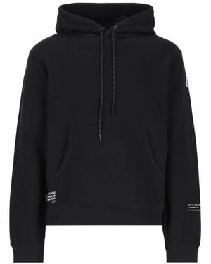 Moncler X Fragment Logo-Print Hoodie - Black