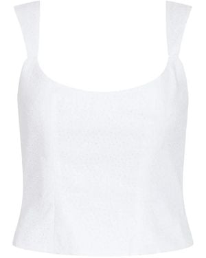 Markarian Maisie Floral-Eyelet Corset Top - White