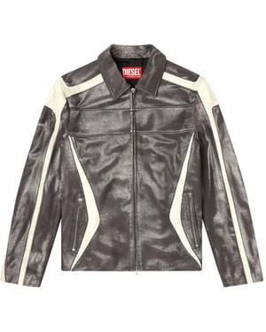 DIESEL L-Amar-Enbi Leather Jacket - Gray