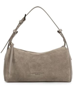 Lancaster Small Suede-Effect Adjustable-Strap Shoulder Bag - Grey