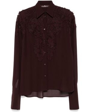 Ermanno Scervino Lace-Detail Shirt - Brown