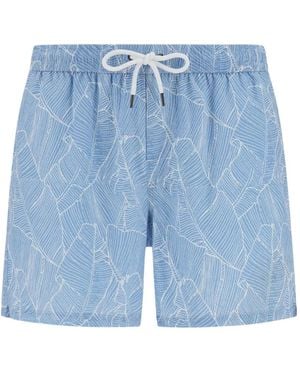 BOGGI ボタニカルプリント トランクス水着 - ブルー